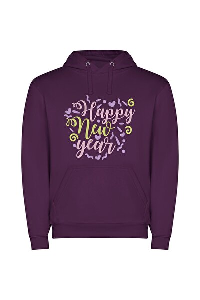 iLovePrints Joyful New Year Delights Φούτερ με κουκούλα σε χρώμα Μωβ