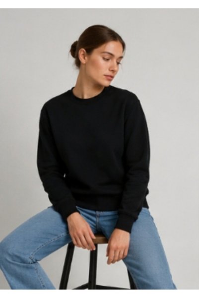 Generic Brand Sweatshirt Soft Textured 3-Stripes Black