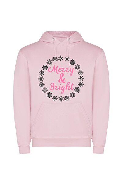 iLovePrints Snowflake Wonderland Φούτερ με κουκούλα σε χρώμα Ροζ