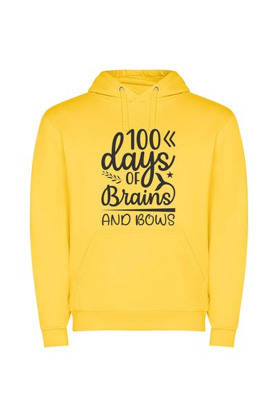 iLovePrints Elegant Brains & Bows Φούτερ με κουκούλα σε χρώμα Κίτρινο