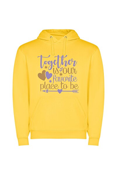 iLovePrints Close Together, Purple Harmony Φούτερ με κουκούλα σε χρώμα Κίτρινο