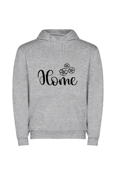iLovePrints Floral Home Harmony Φούτερ με κουκούλα σε χρώμα Γκρι