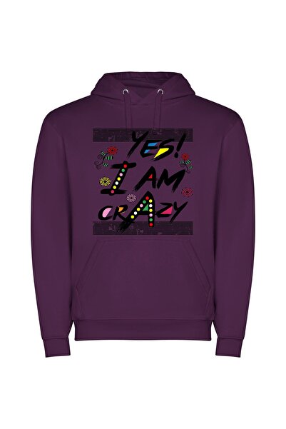 iLovePrints Delightfully Crazy: High Definition Φούτερ με κουκούλα σε χρώμα Μωβ
