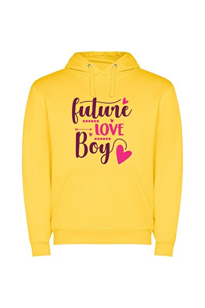 iLovePrints Adorable Future Love Φούτερ με κουκούλα σε χρώμα Κίτρινο
