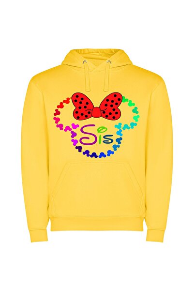 iLovePrints Sis in Disney Style Φούτερ με κουκούλα σε χρώμα Κίτρινο