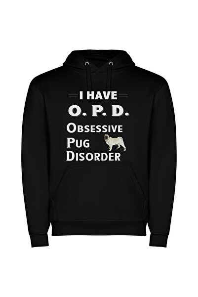 iLovePrints Pug Obsession in Color Φούτερ με κουκούλα σε χρώμα Μαύρο