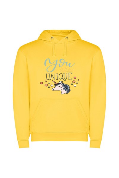 iLovePrints Whimsical Unicorn Artistry Φούτερ με κουκούλα σε χρώμα Κίτρινο