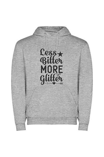 iLovePrints Bitterless Glitter: Elegant Typography Φούτερ με κουκούλα σε χρώμ...
