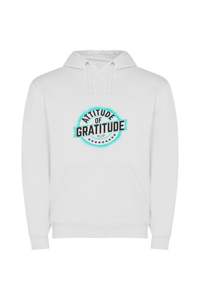 iLovePrints Grateful Attitude Stamp Φούτερ με κουκούλα σε χρώμα Λευκό