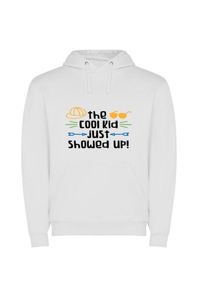 iLovePrints Super Cool Kid Vibes Φούτερ με κουκούλα σε χρώμα Λευκό