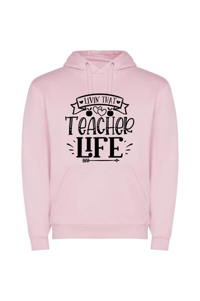 iLovePrints Teacher's True Black & White Φούτερ με κουκούλα σε χρώμα Ροζ