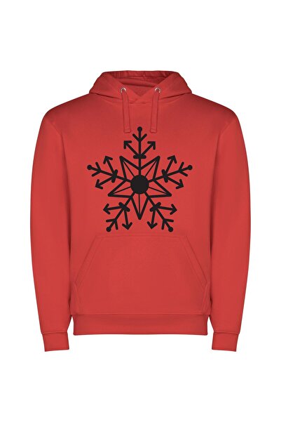 iLovePrints Snowflake Noir Φούτερ με κουκούλα σε χρώμα Κόκκινο