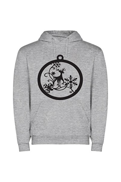 iLovePrints Snowflake Deer Ornament Φούτερ με κουκούλα σε χρώμα Γκρι