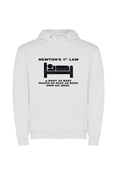 iLovePrints Eternal Rest: Newton's Law Φούτερ με κουκούλα σε χρώμα Λευκό