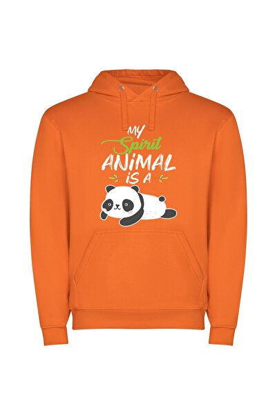 iLovePrints Cute Panda's Ground Hugs Φούτερ με κουκούλα σε χρώμα Πορτοκαλί