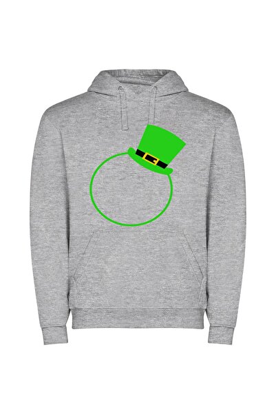 iLovePrints Emerald-Hued Tophat Elegance Φούτερ με κουκούλα σε χρώμα Γκρι