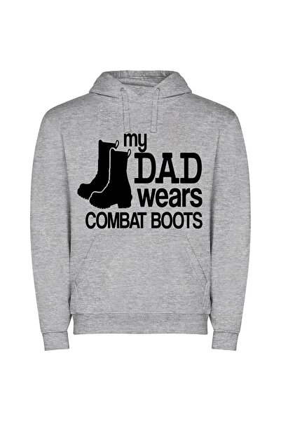iLovePrints Bold Combat Boot Fashion Φούτερ με κουκούλα σε χρώμα Γκρι