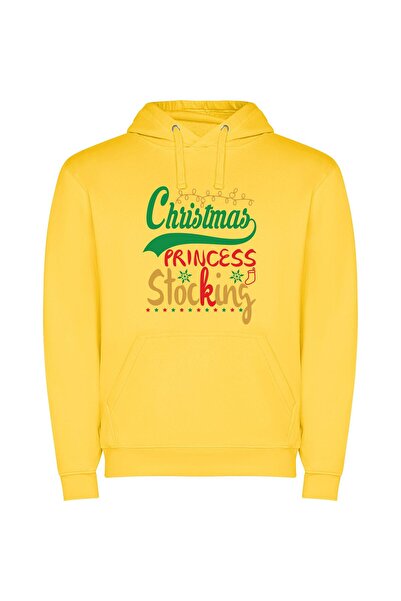 iLovePrints Merry Elf Princess Stocking Φούτερ με κουκούλα σε χρώμα Κίτρινο
