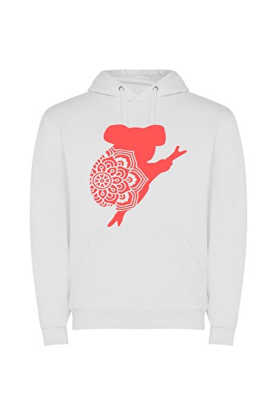 iLovePrints Floral Elegance: Silhouette Art Φούτερ με κουκούλα σε χρώμα Λευκό