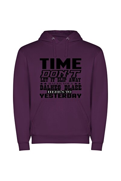 iLovePrints Time Blame, Delete, Enes Φούτερ με κουκούλα σε χρώμα Μωβ