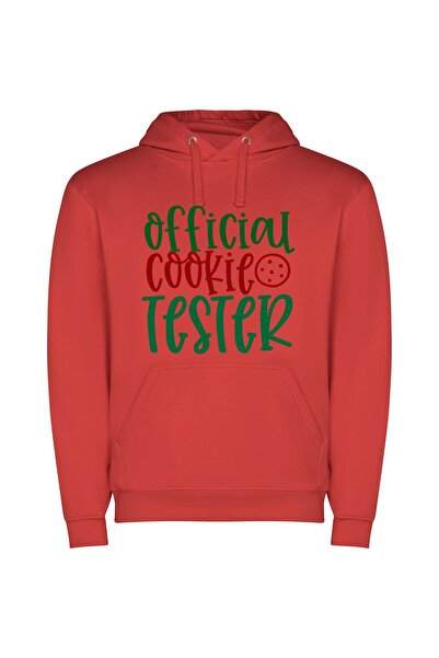 iLovePrints Merry Cookie Tester Extravaganza Φούτερ με κουκούλα σε χρώμα Κόκκινο
