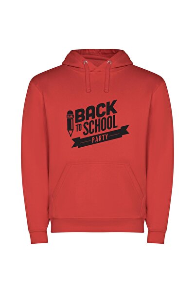 iLovePrints Nostalgic Back-to-School Bash Φούτερ με κουκούλα σε χρώμα Κόκκινο