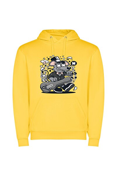 iLovePrints Rat's Groovy Gang Φούτερ με κουκούλα σε χρώμα Κίτρινο