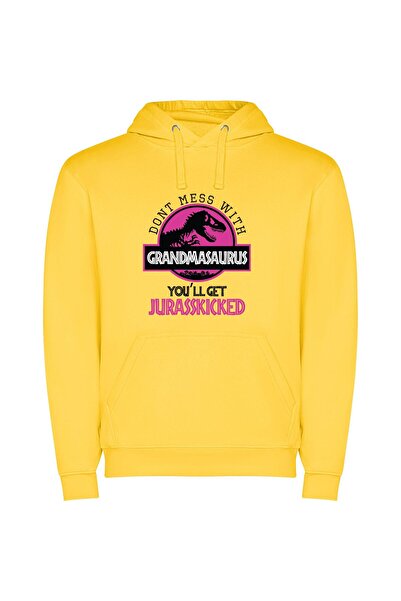 iLovePrints Jurassikick Grandma's T-Shirt Φούτερ με κουκούλα σε χρώμα Κίτρινο