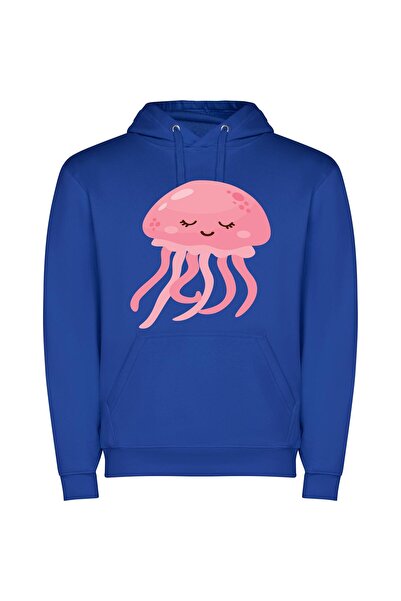 iLovePrints Jellyfish Extravaganza Φούτερ με κουκούλα σε χρώμα Μπλε