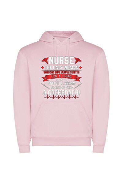 iLovePrints Glamorous Cockroach Conqueror: Nurse Φούτερ με κουκούλα σε χρώμα Ροζ