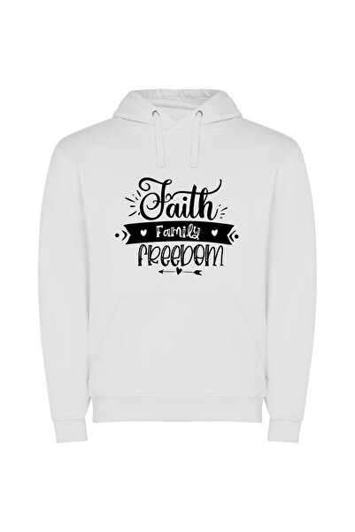 iLovePrints Monochrome Essence: Faith, Family, Freedom Φούτερ με κουκούλα σε ...