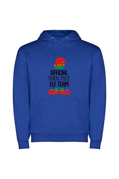 iLovePrints North Pole Elf Crew Φούτερ με κουκούλα σε χρώμα Μπλε