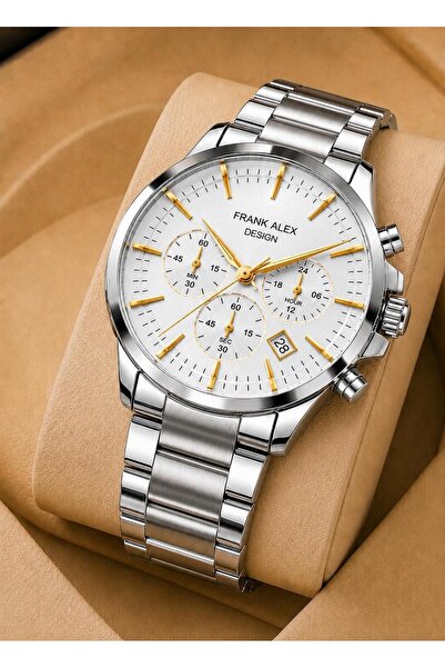 Frank Alex Men's Wristwatch with Steel Strap with 2 Years Warranty for Groom ...