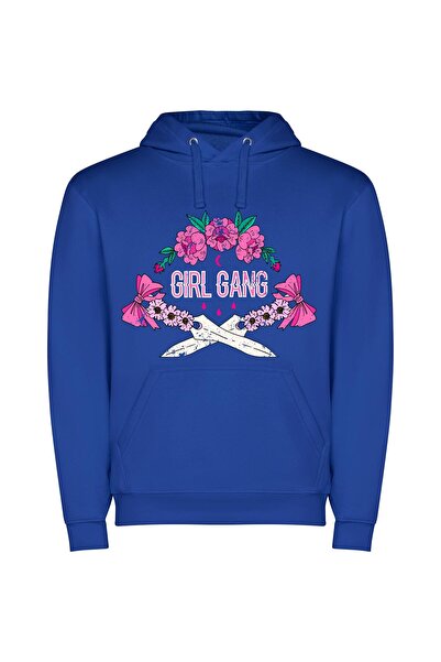 iLovePrints Blooming Noir Shears Φούτερ με κουκούλα σε χρώμα Μπλε
