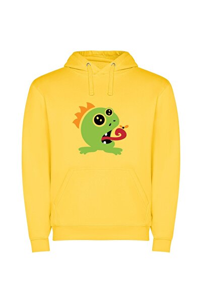 iLovePrints Vivid Monster Munchies Φούτερ με κουκούλα σε χρώμα Κίτρινο