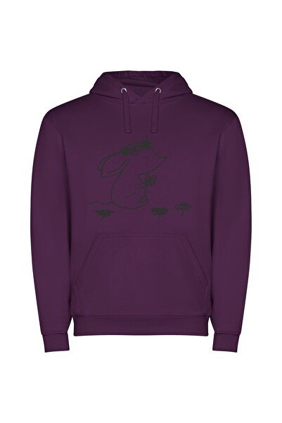 iLovePrints Bunny's Floral Delight Φούτερ με κουκούλα σε χρώμα Μωβ