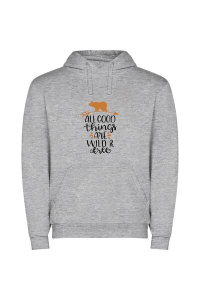 iLovePrints Wild Bear Perching High Φούτερ με κουκούλα σε χρώμα Γκρι