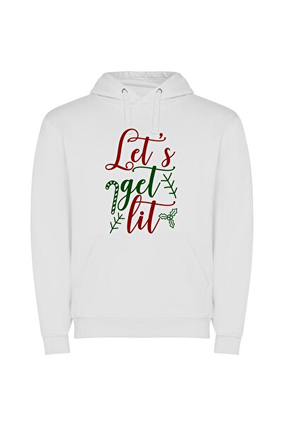 iLovePrints Colorful Chaos: Let's Get Lit Φούτερ με κουκούλα σε χρώμα Λευκό