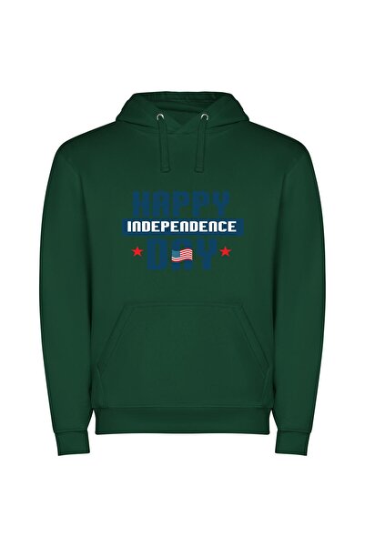 iLovePrints Festive Fourth of July Φούτερ με κουκούλα σε χρώμα Πράσινο