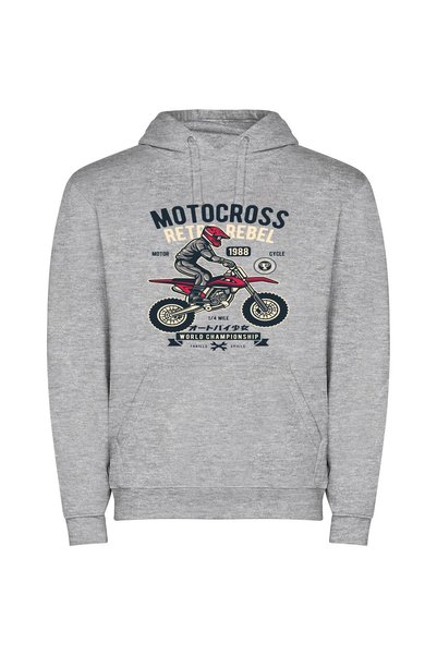 iLovePrints Retro Motocross Masters Φούτερ με κουκούλα σε χρώμα Γκρι