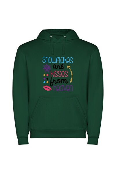 iLovePrints Heavenly Snowflake Kisses Φούτερ με κουκούλα σε χρώμα Πράσινο