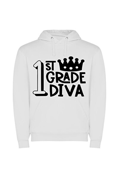 iLovePrints Monochrome Grade Diva Φούτερ με κουκούλα σε χρώμα Λευκό