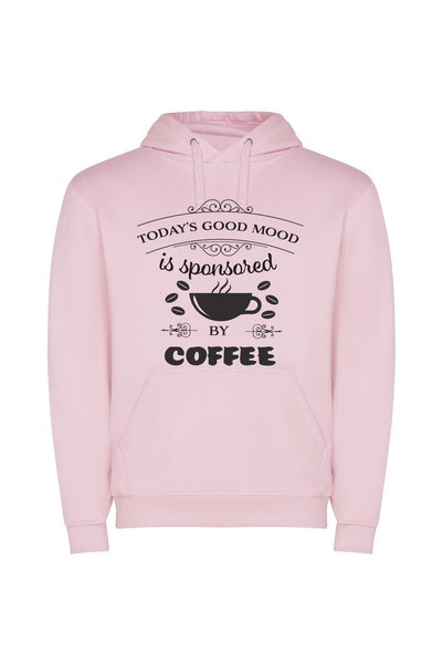 iLovePrints Coffee-Powered Vibes Φούτερ με κουκούλα σε χρώμα Ροζ