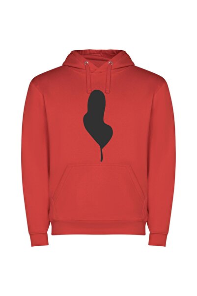 iLovePrints Elegant Shadow Woman Portrait Φούτερ με κουκούλα σε χρώμα Κόκκινο