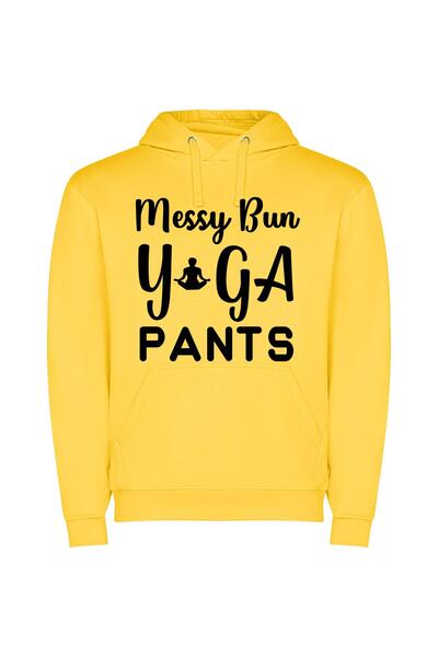 iLovePrints Chic Messy Pants Sign Φούτερ με κουκούλα σε χρώμα Κίτρινο