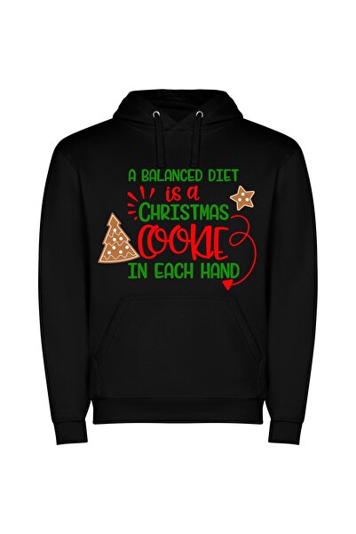 iLovePrints Merry Cookie Balance Delight Φούτερ με κουκούλα σε χρώμα Μαύρο