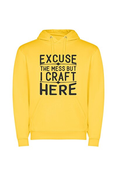 iLovePrints Creative Chaos Unleashed Φούτερ με κουκούλα σε χρώμα Κίτρινο
