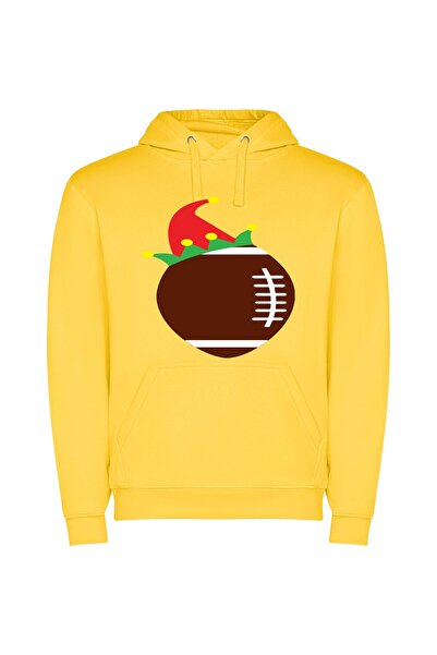 iLovePrints Festive Super Bowl Mascot Φούτερ με κουκούλα σε χρώμα Κίτρινο