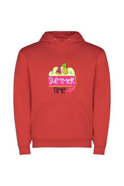 iLovePrints Tropical Bliss Φούτερ με κουκούλα σε χρώμα Κόκκινο
