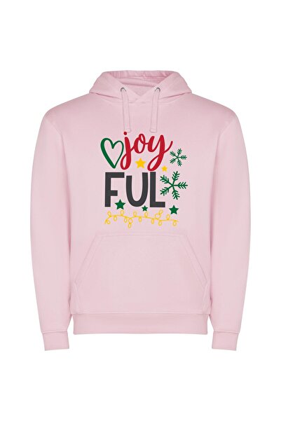 iLovePrints Joyful Starry Greetings Φούτερ με κουκούλα σε χρώμα Ροζ